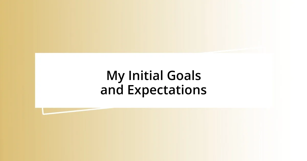 My Initial Goals and Expectations